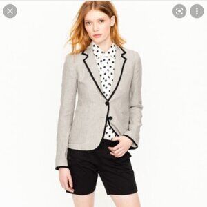 Women's J. CREW Schoolboy Tipped Blazer 100% Linen-‎ Size 2
